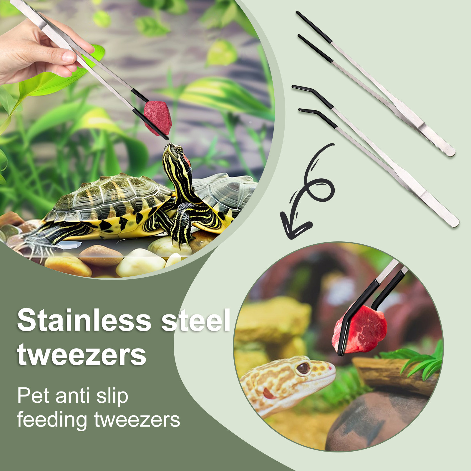 2pcs Bent Tip Tweezers For Cra - Feeding Tong Stainless reseña y precio