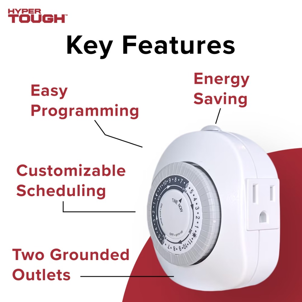 Indoor Heavy Duty Analog Timer - Timer Dual Outlet reseña y precio