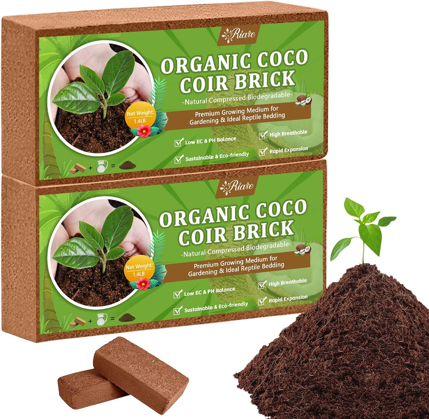 2pcs Organic Coco Coir Bricks  - Substrate Coconut Fiber reseña y precio